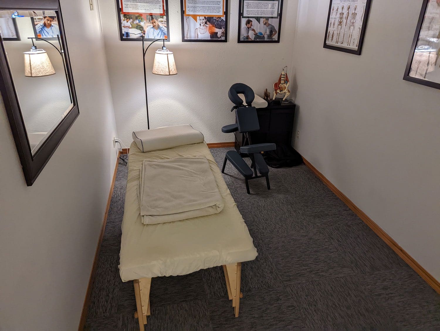 Beaverton Massage therapy room with massage table.