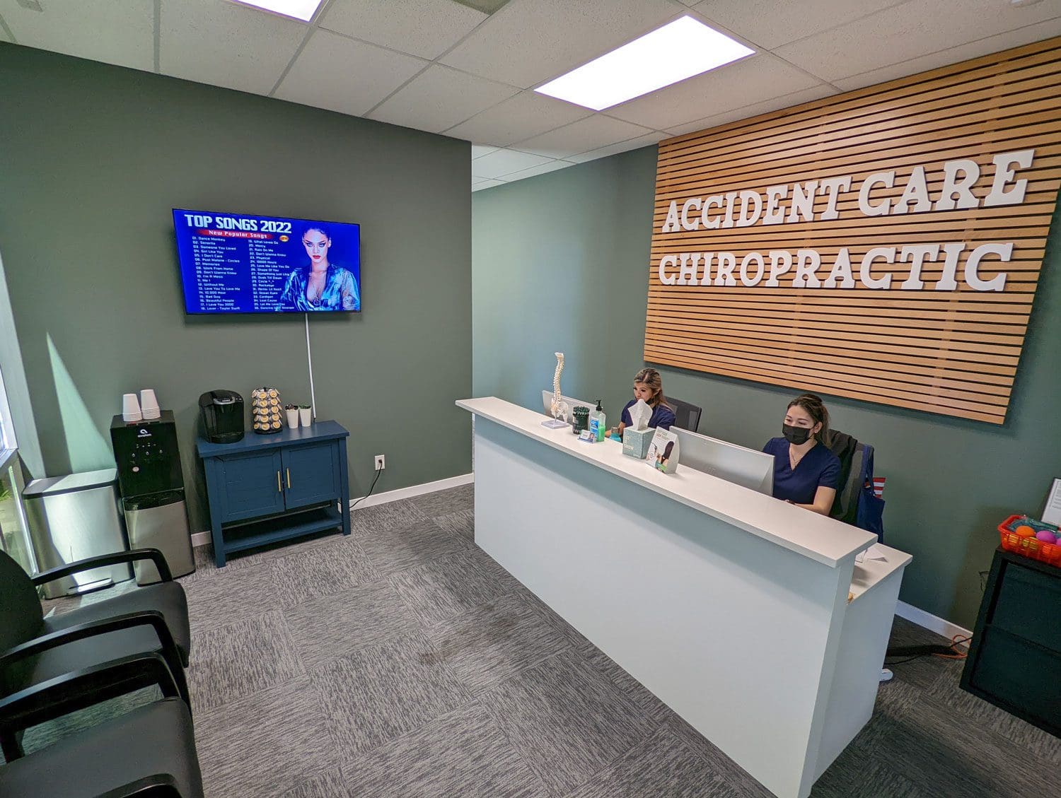 East Vancouver Accident Care Chiropractic & Massage front desk and recpetion.