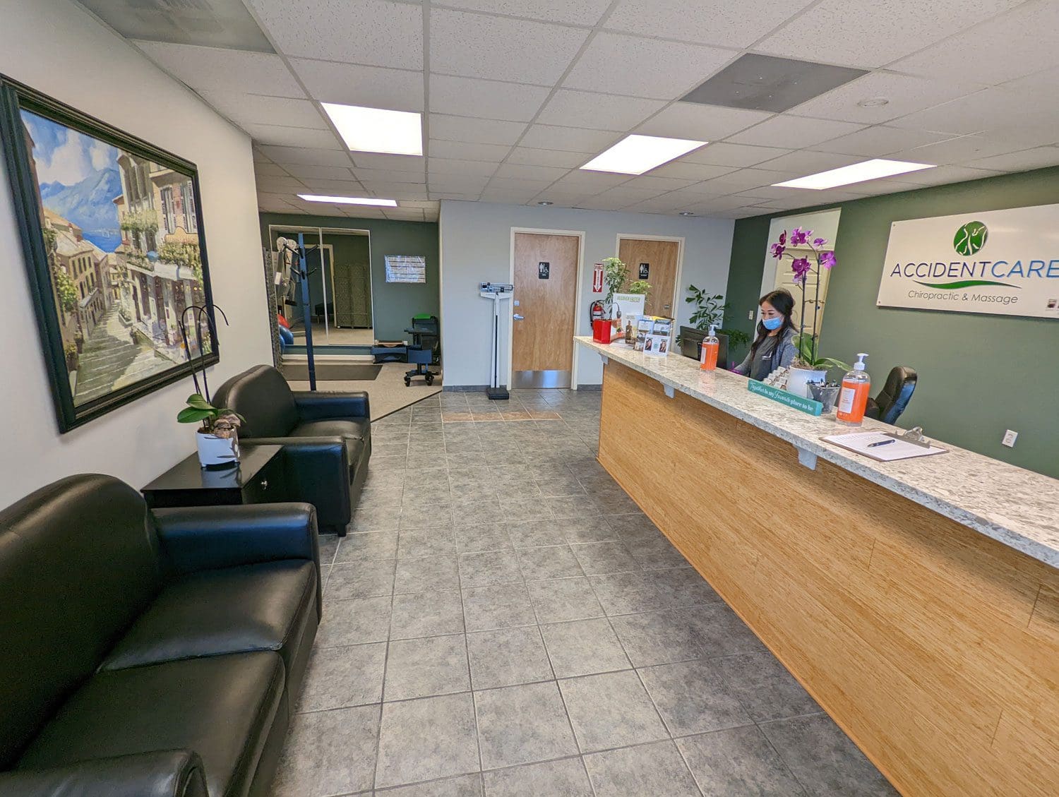 NE Portland Chiropractic clinic reception room.