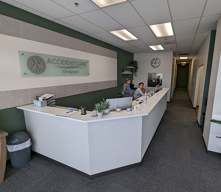 South Salem Chiropractic Clinic front desk and patient reception area.
