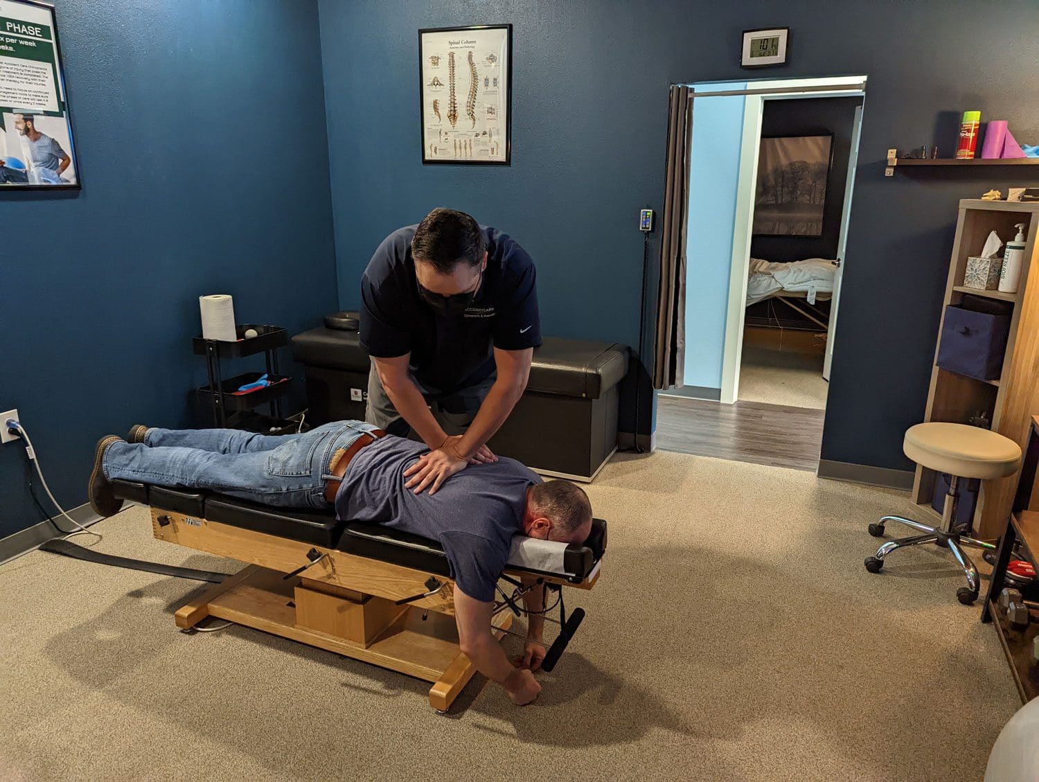 A chiropractor administering chiropractic treatment at the Vancouver clinic.